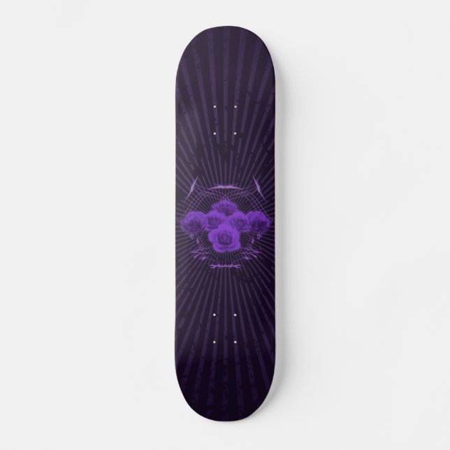 Purple Roses & Tribals: Custom Skateboard Deck (Front)