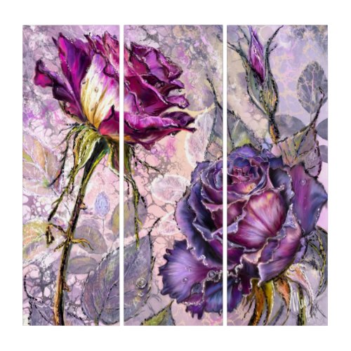 Purple Roses Triptych