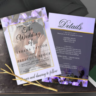 Purple Roses Vellum Overlay Wedding  Invitation