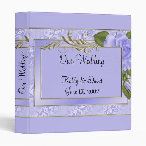 Purple Roses Wedding 3 Ring Binder