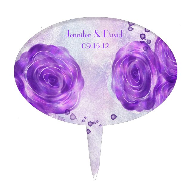 Purple Roses Wedding Cake Topper (Front)