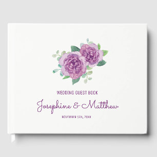 Purple Roses Wedding Guest Book