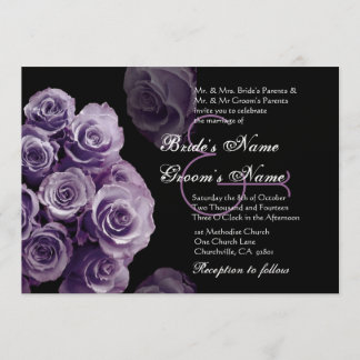 Purple Roses Wedding Invitation Metallic