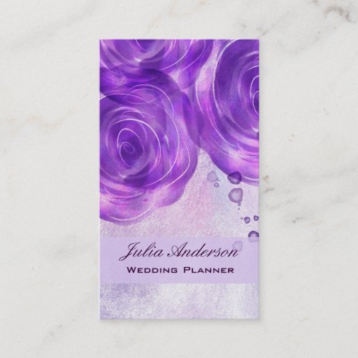 Customizable Purple Roses Wedding Planner Business Card