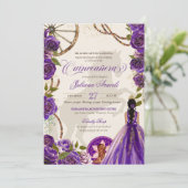 Purple Roses Western Ranch Charro Quinceanera Invitation (Standing Front)