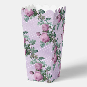 Purple Roses & White Polka Dot Vintage Style Favor Boxes