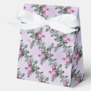 Purple Roses & White Polka Dot Vintage Style Favor Boxes