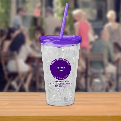 Purple Round Business Brand on Acrylic Tumbler