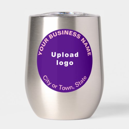 Purple Round Business Brand on Stainless Thermal Wine Tumbler