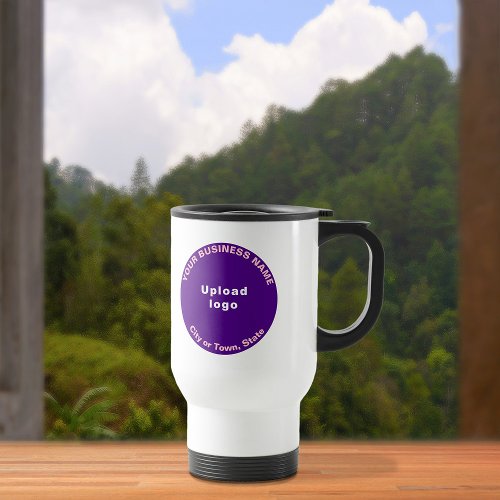 Purple Round Business Brand on Travel Mug
