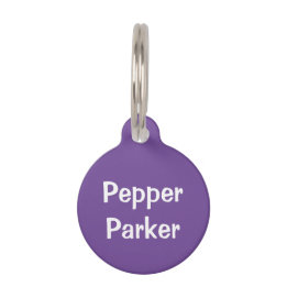 Purple Round ID Pet Tag