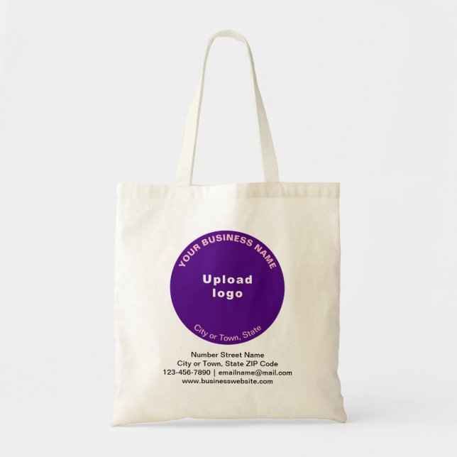 Purple Round Shape Business Brand on Budget Tote Bag (Front)
