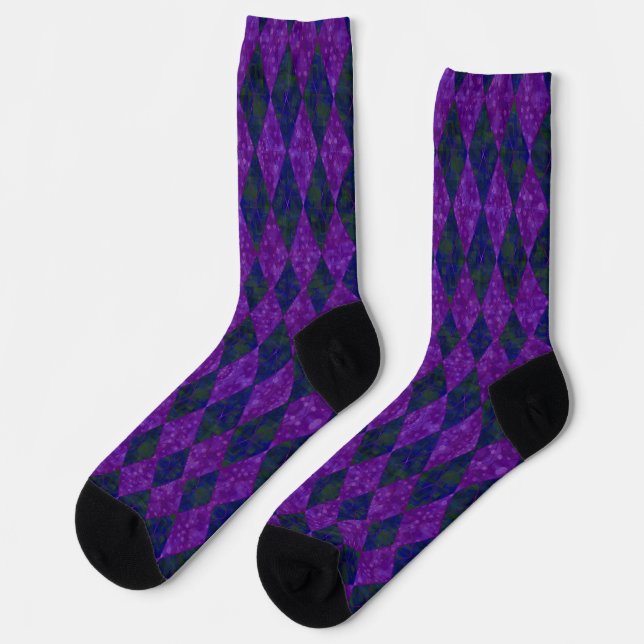 Purple Royal Argyle Socks (Left)