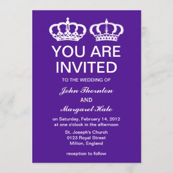 Purple Royal Couple Wedding Invitation by RenImasa at Zazzle