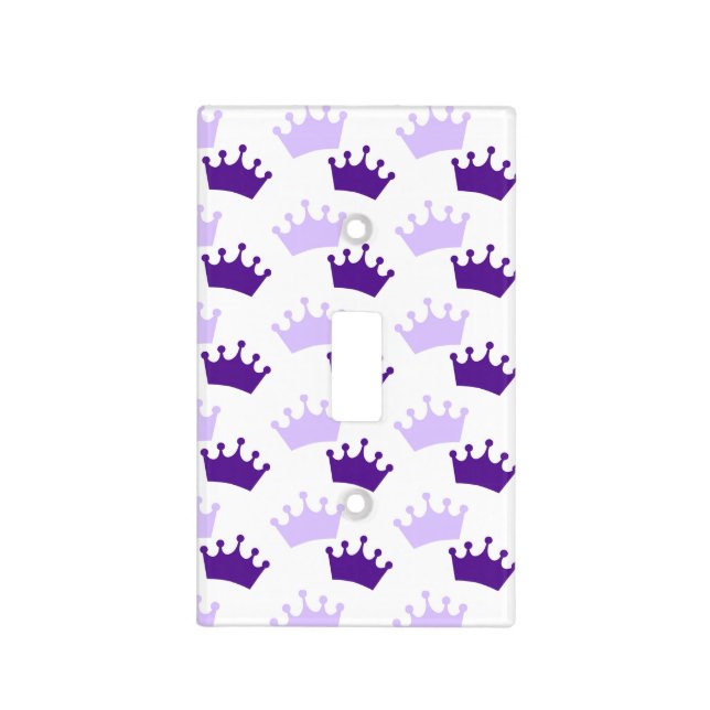 Purple Royal Crowns Fairytale Prince Storybook Light Switch Cover (Front)