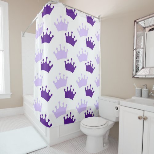 Purple Royal Crowns Fairytale Prince Storybook Shower Curtain