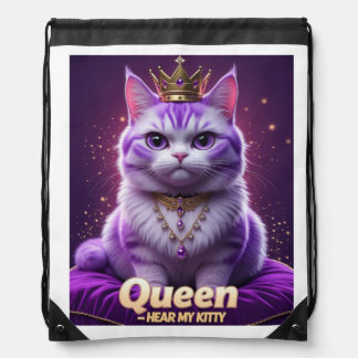 Purple Royal Kitty – Queen Hear My Kitty Purr Drawstring Bag