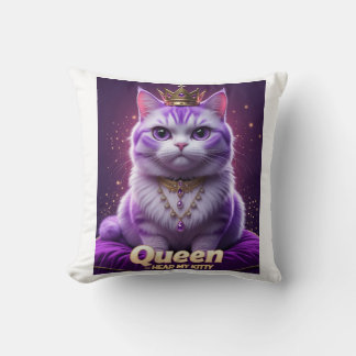 Purple Royal Kitty – Queen Hear My Kitty Purr Throw Pillow