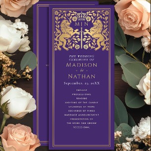 Purple Royal Lion Medieval Sword Wedding Program