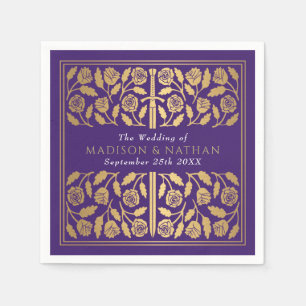 Purple Royal Medieval Gold Sword Wedding Napkins