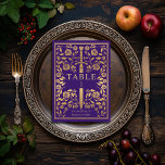 Purple Royal Medieval Sword Wedding Table Number<br><div class="desc">Celebrate your special day with this Royal Medieval Sword Wedding design. The design on the back of the invite is NOT real gold foil. Items are printed exactly as they appear on your screen when you add to the cart, so personalize and add each table number that you need to...</div>
