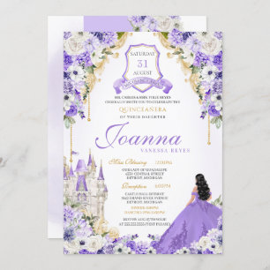 Purple Royal Princess Gold & Lavender Quinceanera Invitation