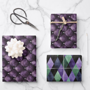 Purple Royal Squares Bridal Shower Wrapping Paper Sheets