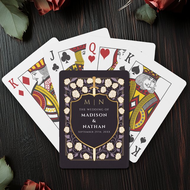 Purple Royal Sword Shield Wedding Favor Poker Cards (Creator Uploaded)
