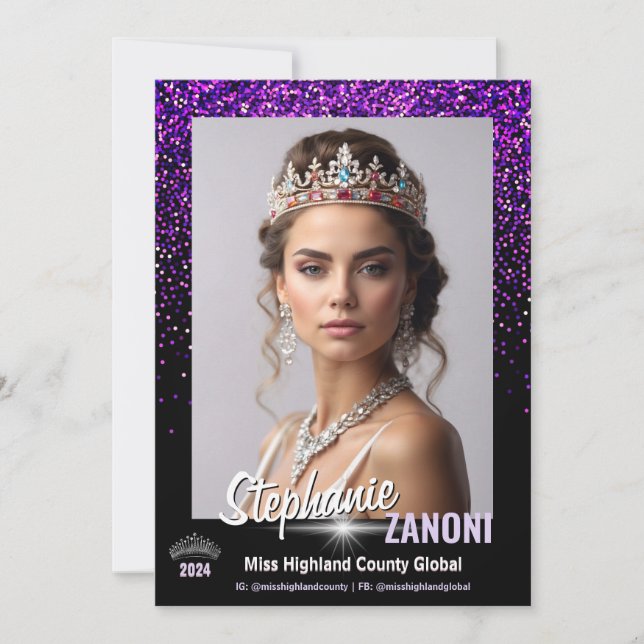 Purple Royale Pageant Autograph Card | QR Code (Front)