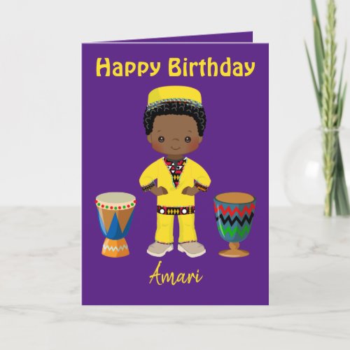 Purple Royalty African Birthday Greetings for Him Holiday Card