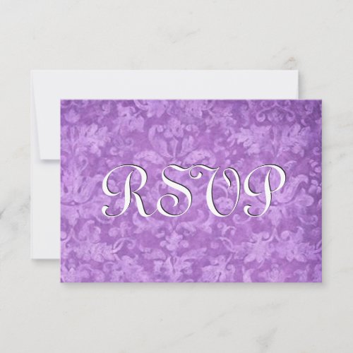 Purple RSVP Vintage Damask Wedding Ver10