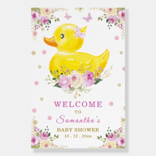 Purple  Rubber Duck Baby Shower Welcome Sign