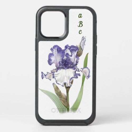 Purple Ruffled Iris Botanical Art Personalized OtterBox Symmetry iPhone 12 Case