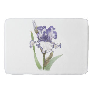 Purple Ruffled Iris Flower Design Bath Mat