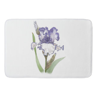 Purple Ruffled Iris Flower Design Bath Mat