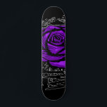 Purple Rugged Rose Graffiti Art • Urban Street Skateboard<br><div class="desc">Bring bold creativity and urban edge to life with this Purple Rugged Rose Graffiti Art design. Created using a chunky fat-marker graffiti style, this piece features a vibrant purple rose contrasted against a deep black background for maximum visual impact. The heavy drip effect, rugged leaves, and scattered black fragments add...</div>
