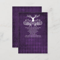 Purple Rustic Antler Deer Winter Woodland Wedding Enclosure Card