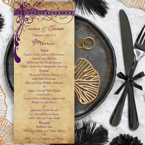 Purple Rustic Backyard or Medieval Renaissance Menu