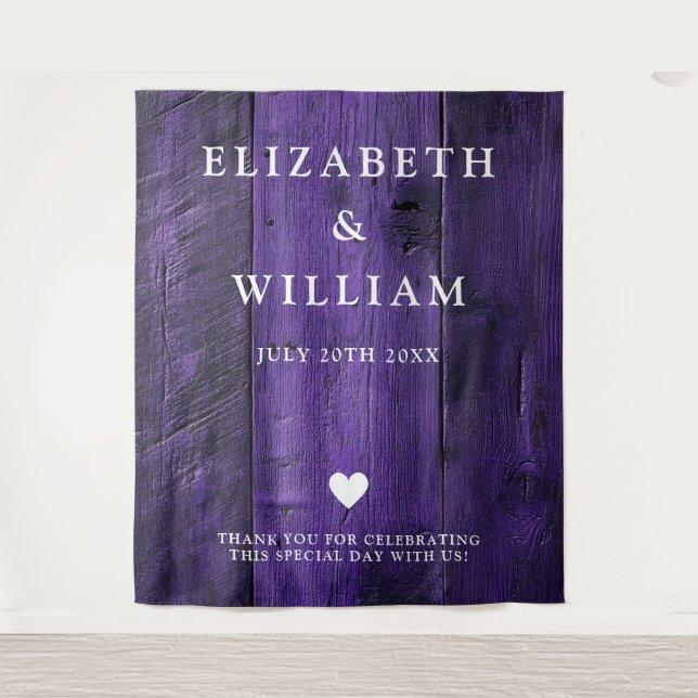 Purple Rustic Boho Barn Wood Photo Booth Backdrop (Front)