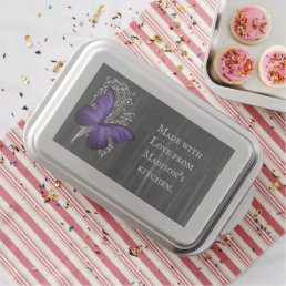 Purple Rustic Butterfly Personalized Cake Pan