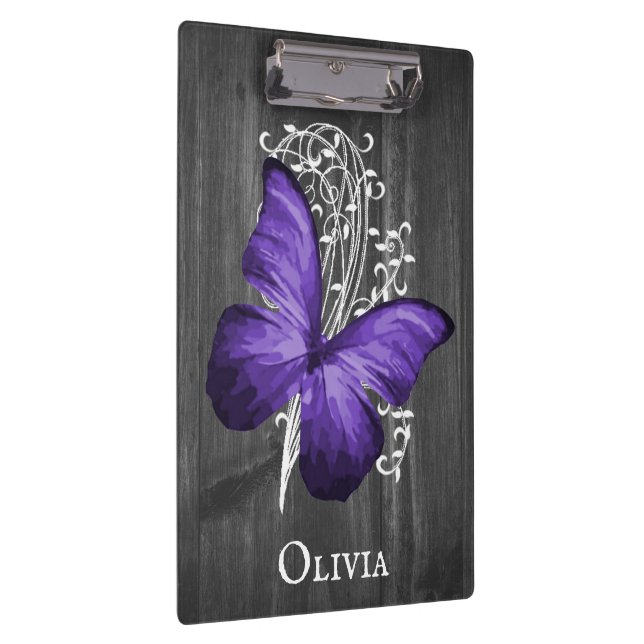Purple Rustic Butterfly Personalized Clipboard (Right)