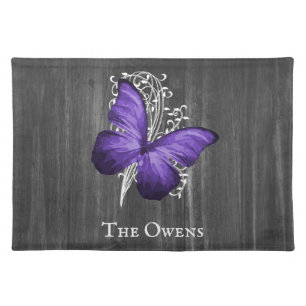 Purple Rustic Butterfly Personalized Cloth Placemat