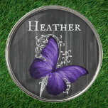 Purple Rustic Butterfly Personalized Golf Ball Marker at Zazzle
