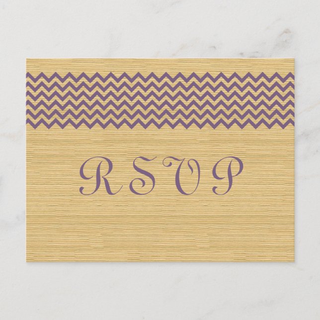 Purple Rustic Chevron RSVP Postcard (Front)