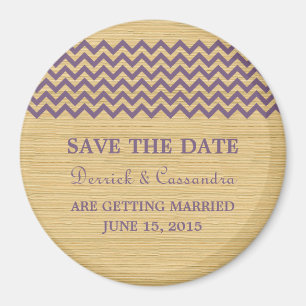 Purple Rustic Chevron Save the Date Magnet
