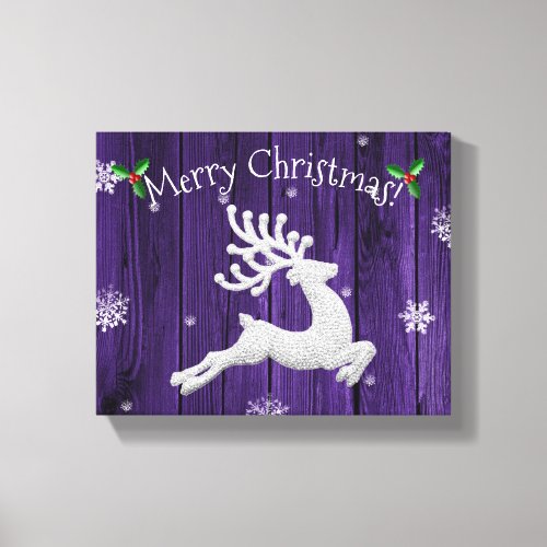 Purple Rustic Christmas Reindeer Canvas Print