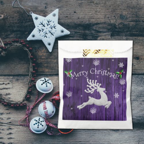 Purple Rustic Christmas Reindeer Favor Bags
