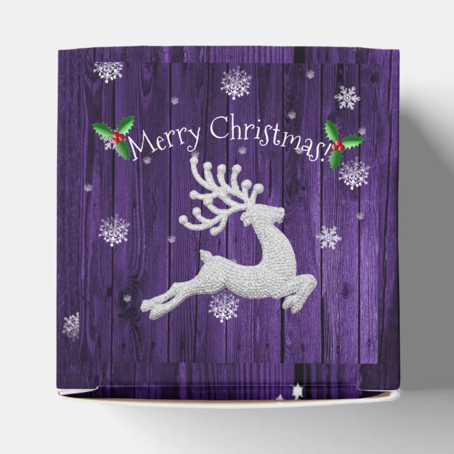 Purple Rustic Christmas Reindeer Favor Box (Top)