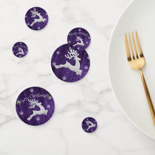 Purple Rustic Christmas Reindeer Table Confetti