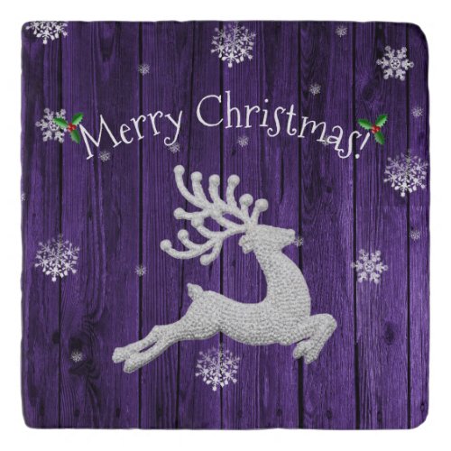 Purple Rustic Christmas Reindeer Trivet